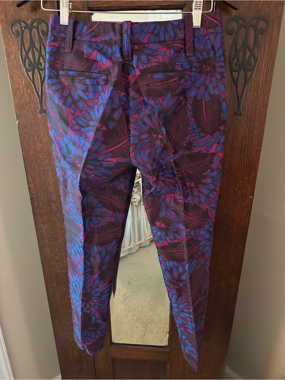 Floral Stretch Crop Pants - Purple/Blue - Picture 3 of 11